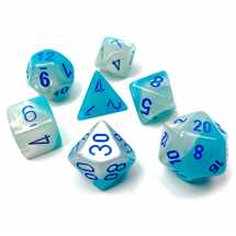 26465 Gemini Polyhedral Pearl Turquoise-White/blue Luminary 7-Die Set