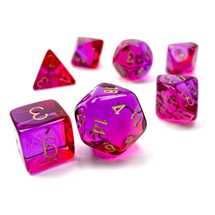 26467 Gemini Polyhedral Translucent Red-Violet/gold 7-Die Set