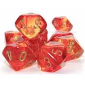 26267 Gemini Translucent Red-Yellow/gold Set of 10 d10s