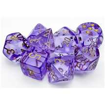 30059 Set di Dadi Lab7 Translucent Polyhedral Lavender/gold 7-Die Set (with bonus die)