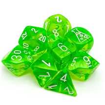 30062 Set di Dadi Lab7 Translucent Polyhedral Rad Green/white 7-Die Set (with bonus die)